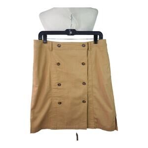 Pendleton Mustard Brown Double Button Linen Blend Skirt Size 10